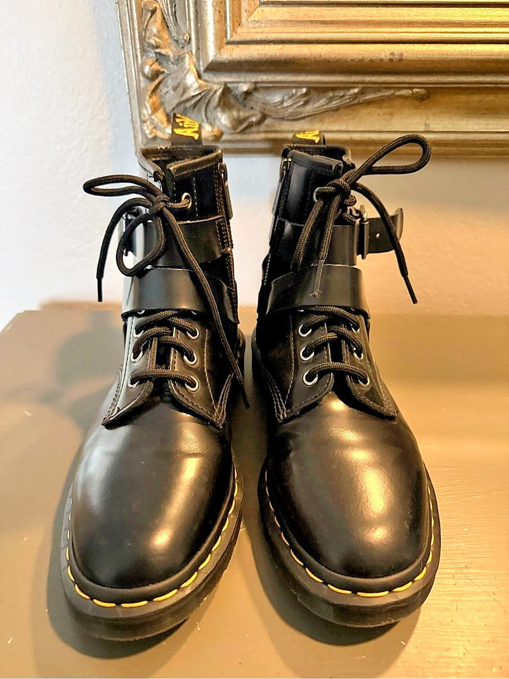 Dr. Martens Chesney Harness Black Buckle Combat Boots